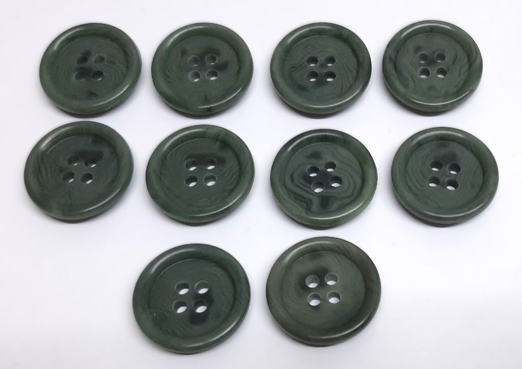 Army Buttons British Made Old Pattern Mottled Green 4 Hole Size 20.3mm NOS