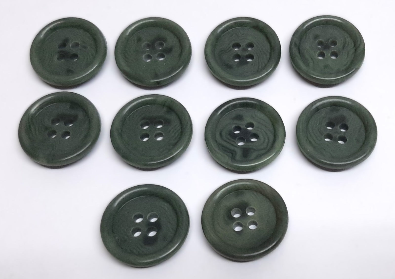 Army Buttons British Made Old Pattern Mottled Green 4 Hole Size 20.3mm NOS