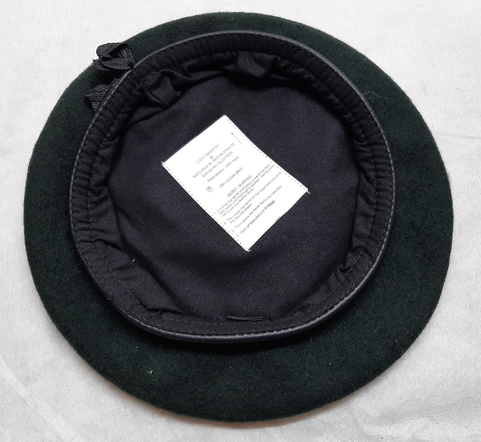 Service Beret British Army Pattern Leather Rim Rifles & Light Infantry Green