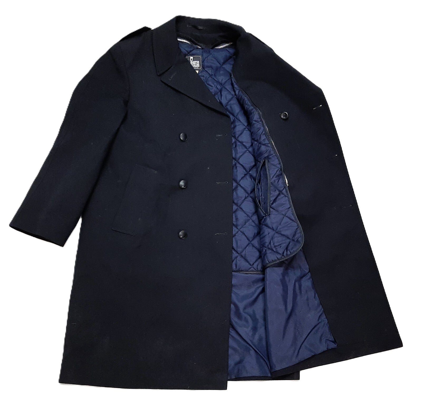 Black Vintage Raincoat British Double Breasted Removable Liner 108cm