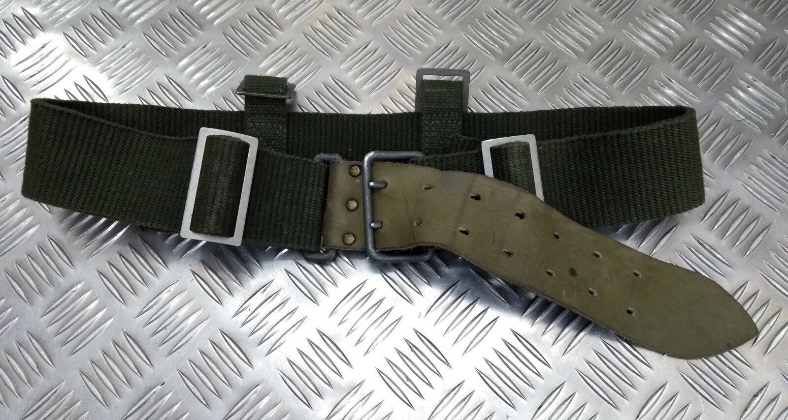 WWII Type Webbing Belt M39 M40 Leather Canvas Genuine Vintage HKSEL
