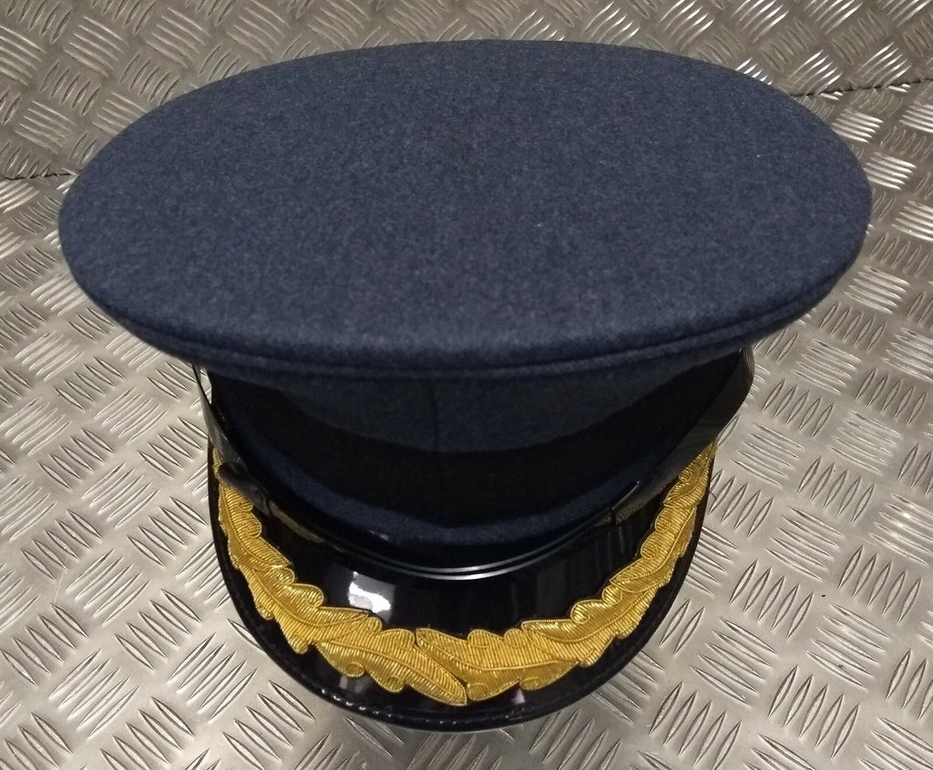 Vintage OFC Hat RAF Royal Air Force Blue grey Colour Visor Cap Oakleaf Peak (Scrambled Egg)