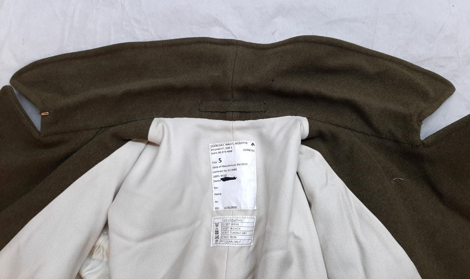 Overcoat Khaki Green RHA Greatcoat Mounted Pattern Size 5