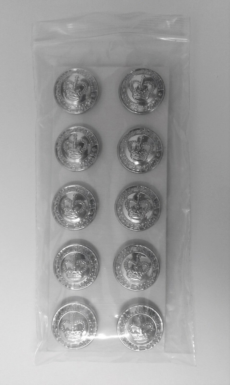 Genuine Royal Grenada Issue Crown Insignia Silver Ring Buttons 19mm x 10 NEW