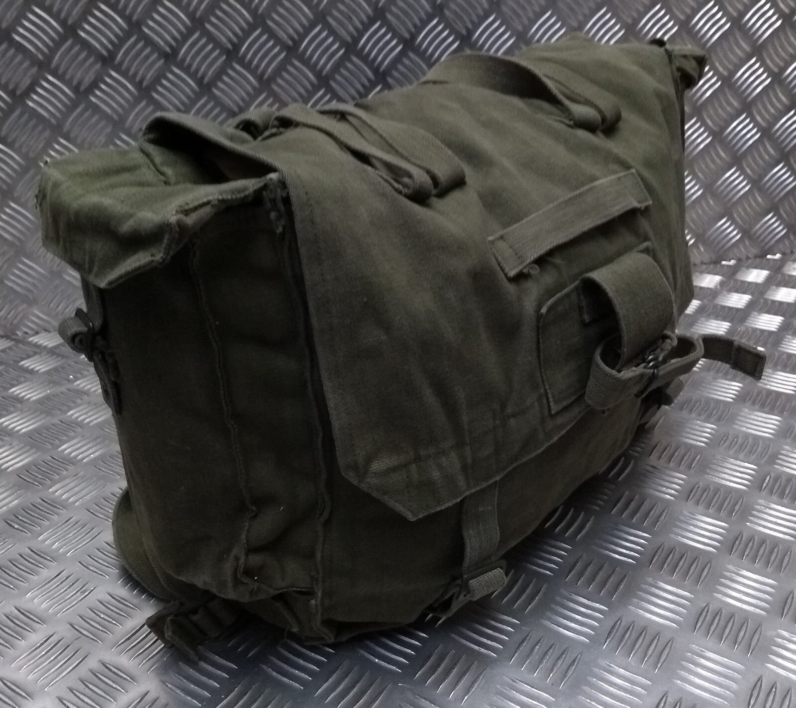 Vintage Army Pack Large Heavy Duty Canvas Pannier Side Webbing Bag Assorted