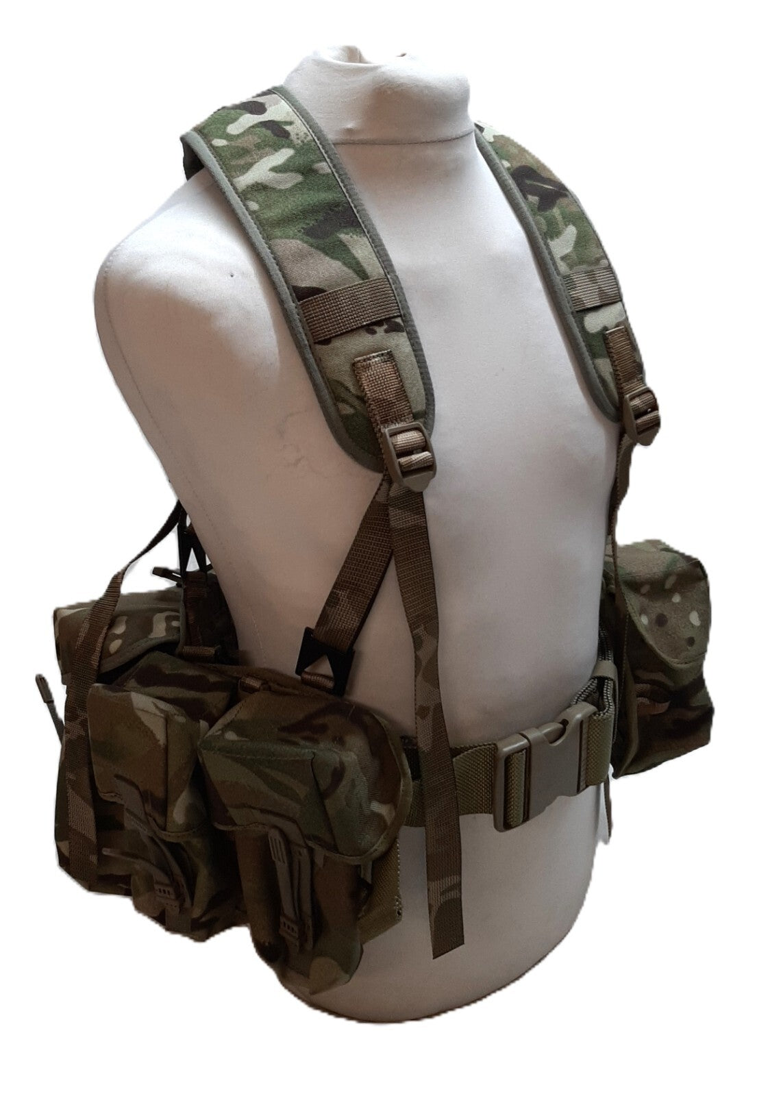 Airborne Army Webbing British Assault Camo Belt Yoke & Assorted Pouches (5)