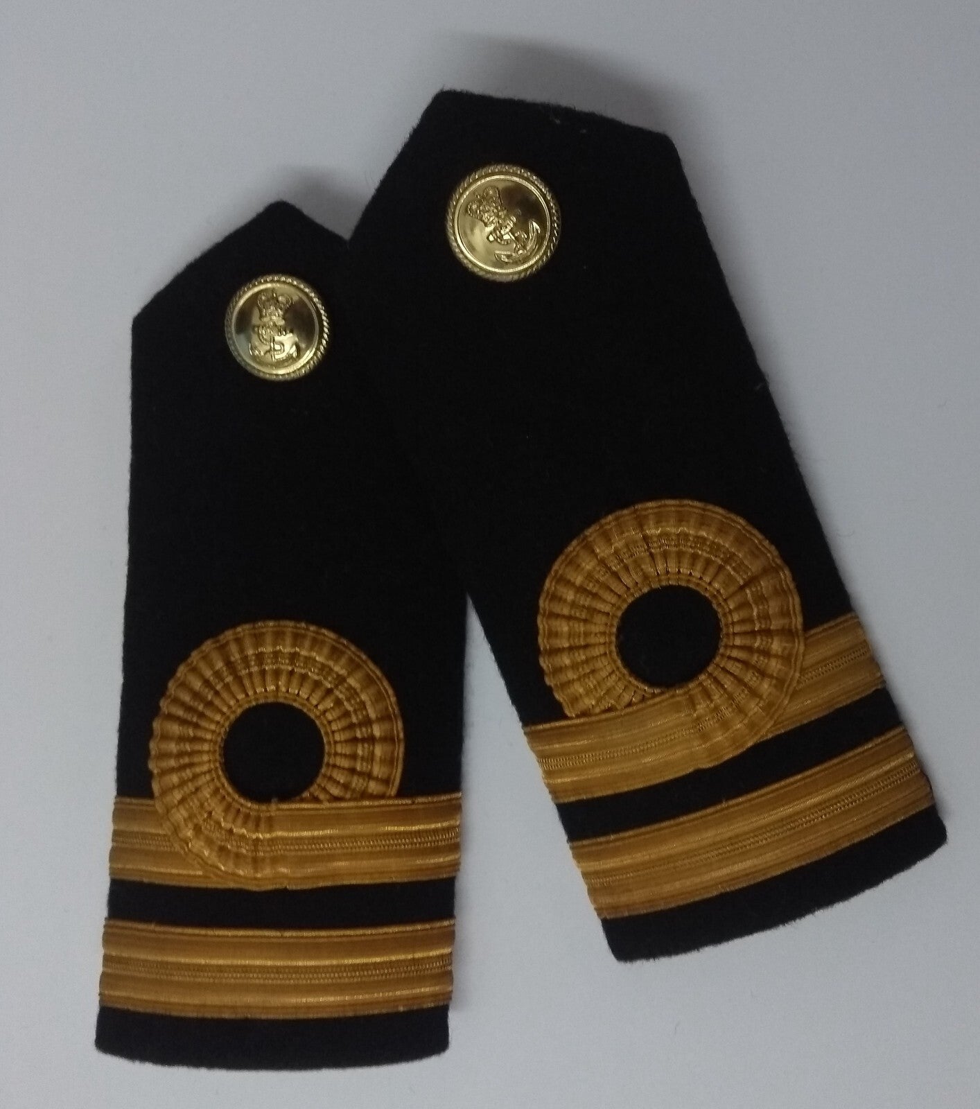 Vintage RN Shoulder Rank Boards Lieutenant LT Gold Lace Genuine Royal Navy Issue