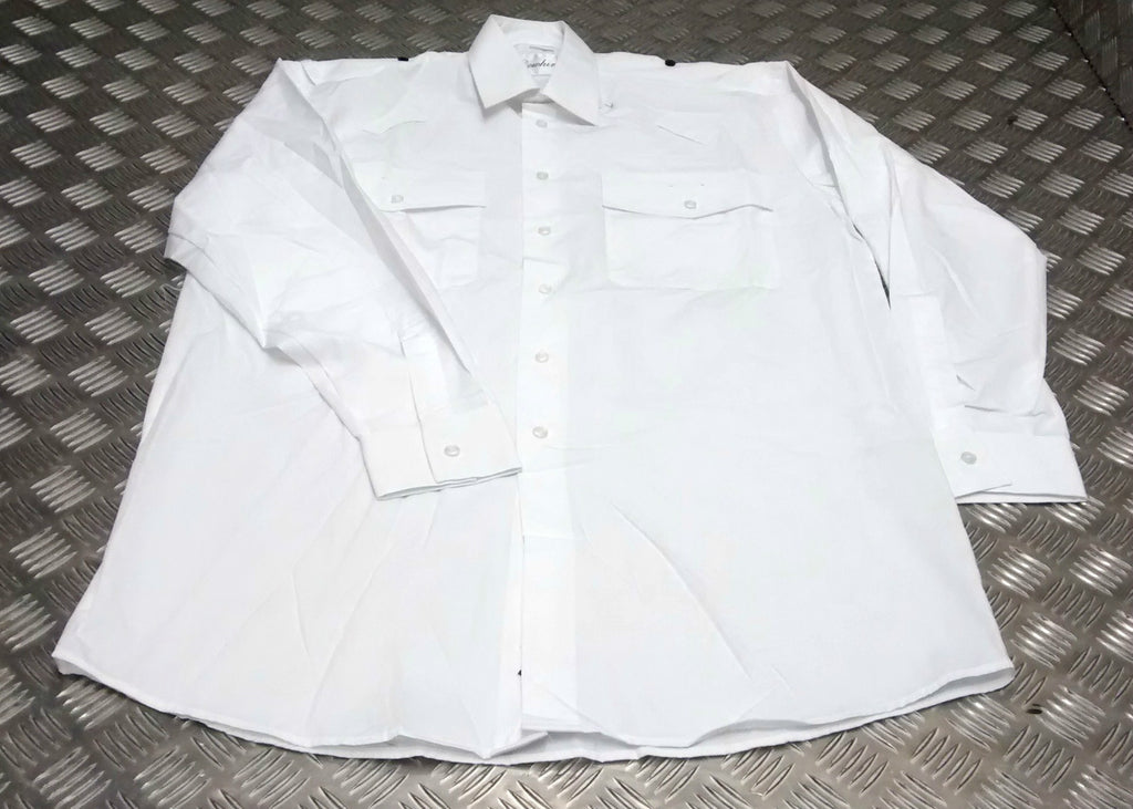 White Shirt UK Standard Long or Short Sleeves Security Style with Epaulettes NEW