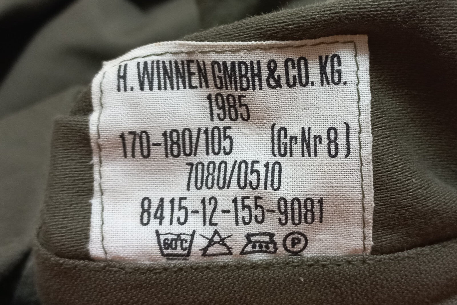 Vintage German Jacket Field Grey "Moleskin" 1985 Bundeswehr Older Pattern