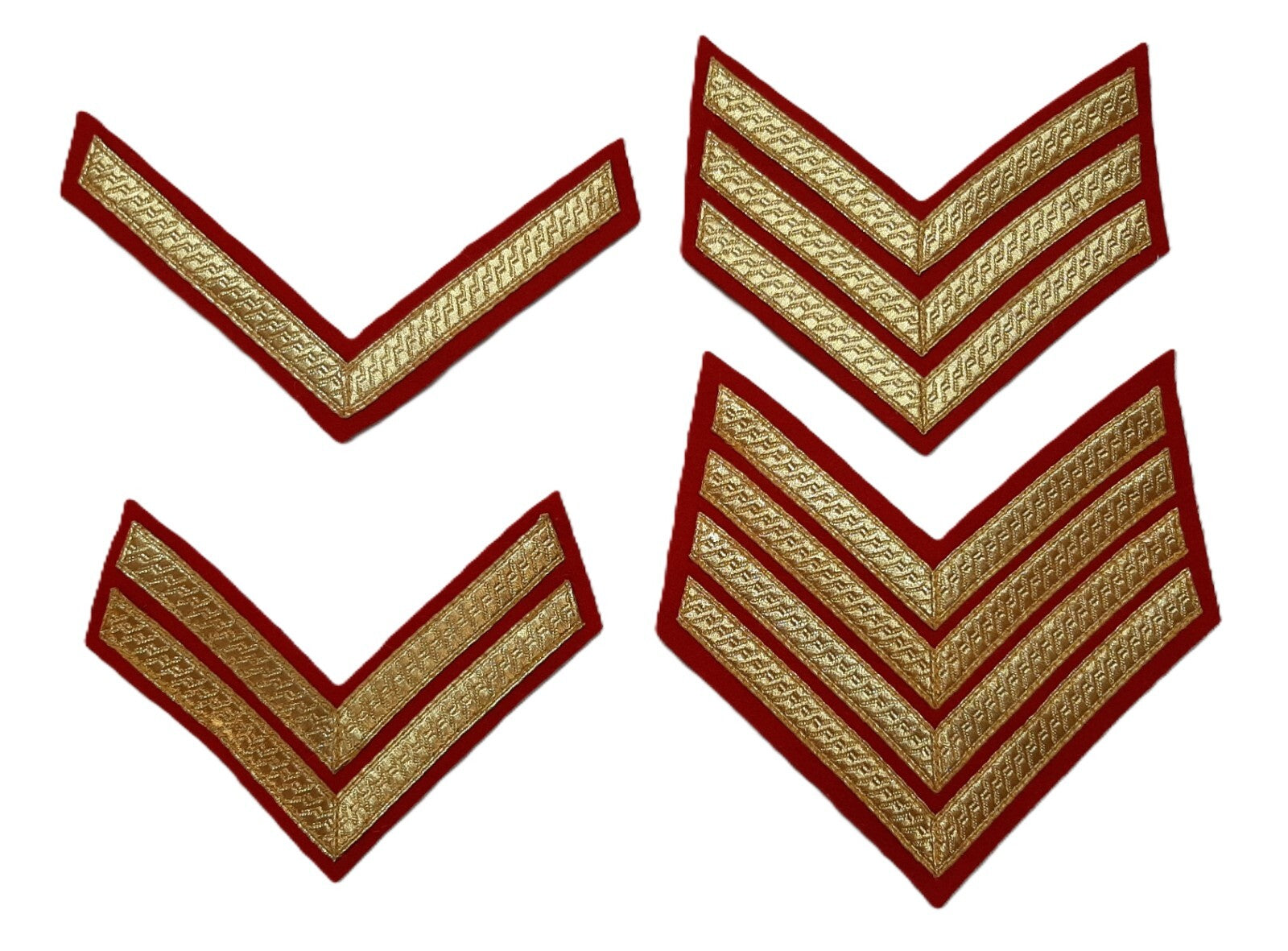 Stripe Service Chevron Bar Lace Gold on Red Felt Various British Ranks