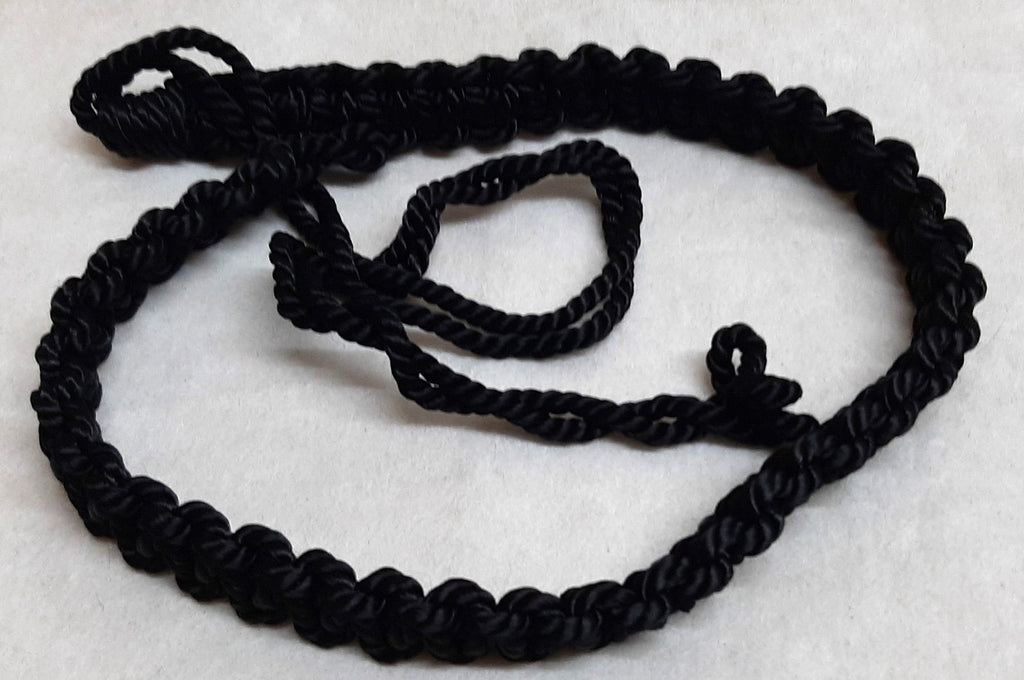 Black Lanyard 3 Ply Pleated Ceremonial and Parade British Made