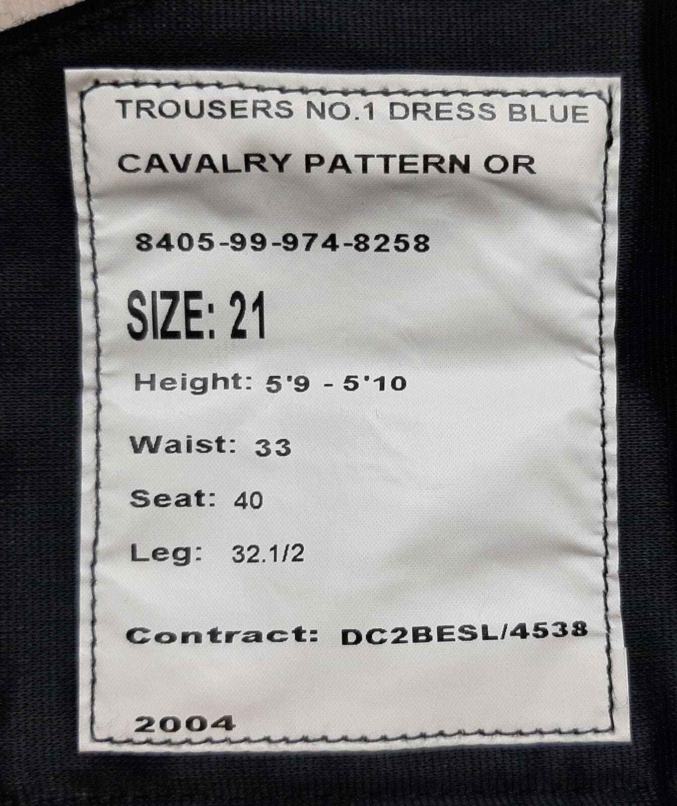 No1 Para Trousers Blues Cavalry Pattern 1" Maroon Stripe British Army W33"