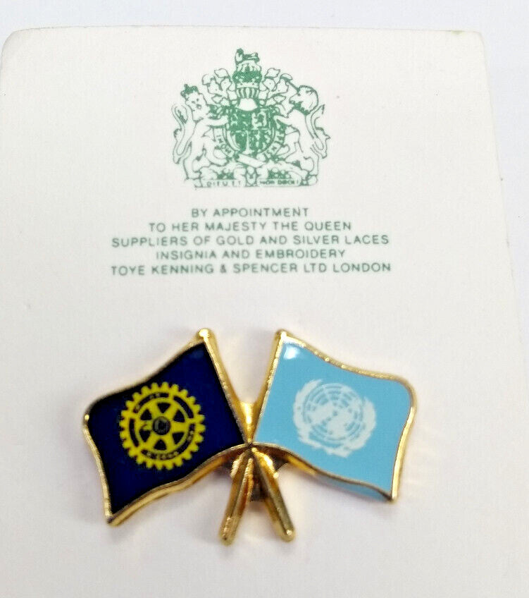 Rotary International Club & UN Nations Twin Flags Lapel Pin Badge - NEW