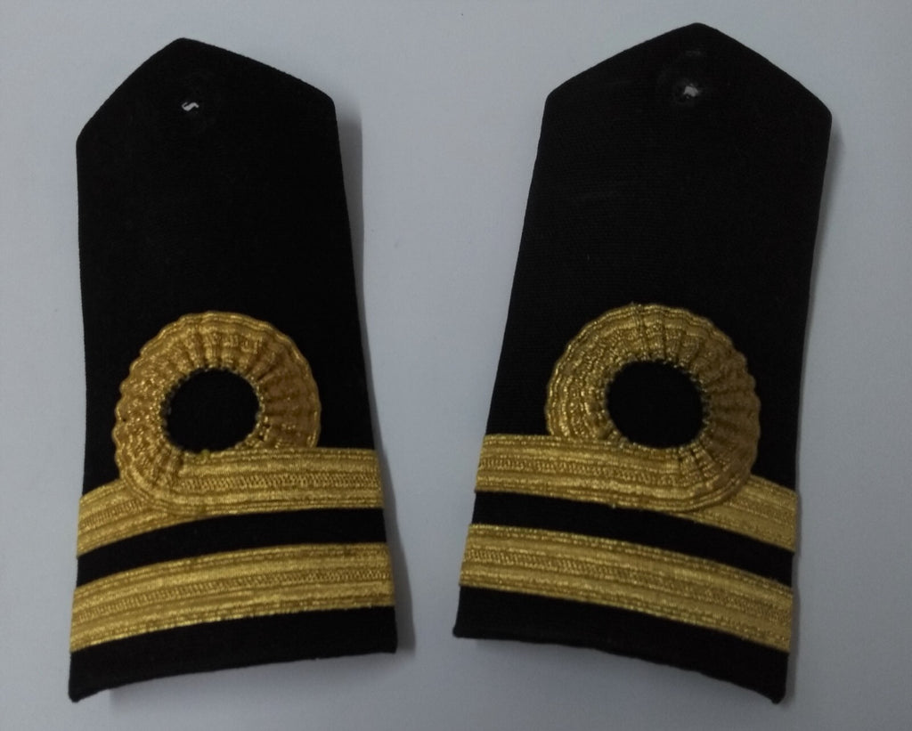 Naval Officers Lieutenant Uniform Shoulder Boards Epaulette Black & Gold Detail