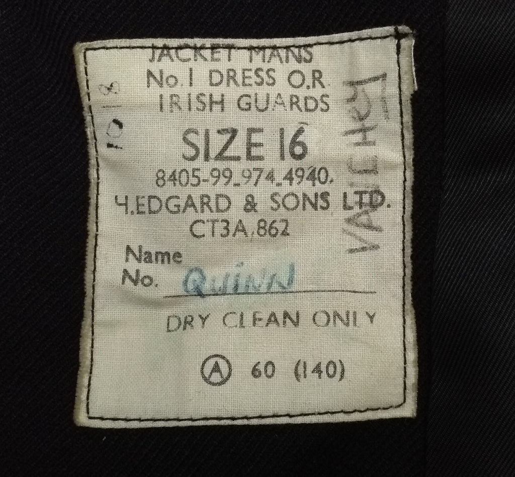 British Army Vintage No1 Irish Guards Dress Ceremonial Jacket Other Ranks Size 16 Faulty