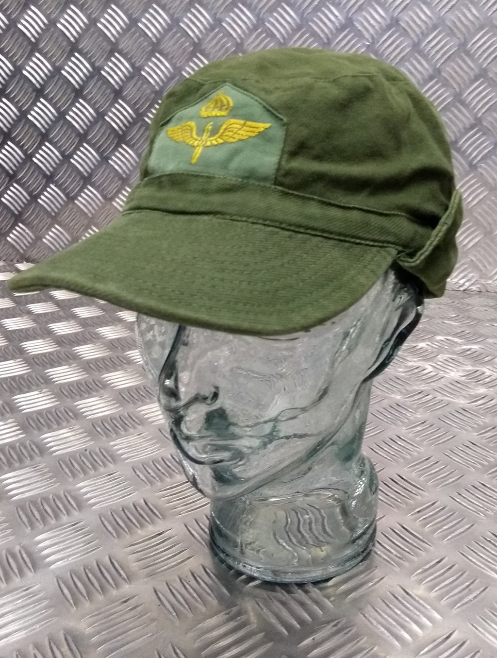 Genuine Swedish Vintage Green Cotton Drill Fatigue Combat Cap 1960`s OP