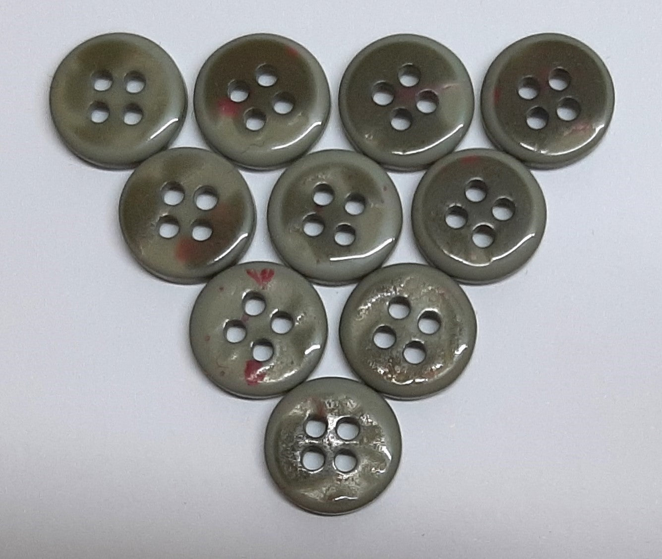 Buttons 10 Vintage 4 Hole for Dress Shirts Pearlesque Light Green 11.2mm NOS