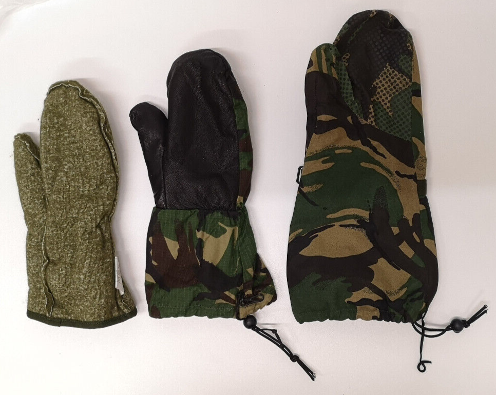 Woodland Camo Extreme Cold Weather Mittens Outer, Inner and Wool Pile Liner set