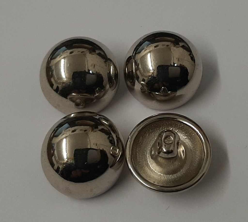 Vintage Buttons Half Dome Ring Back Silver Coloured 22L Hi Sheen X4 ASBT305