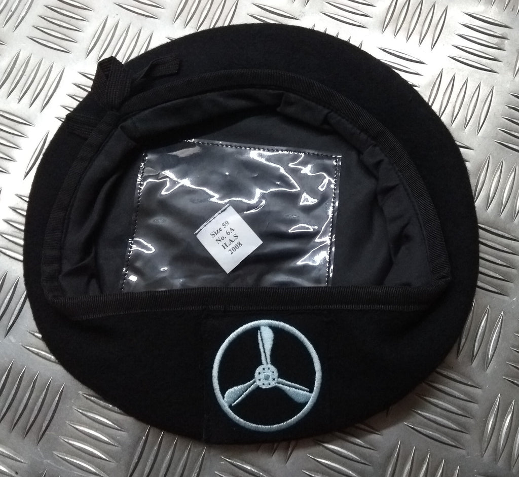 SAC Beret Cap Black With Senior Aircraftman RAF Royal Air Force Patch Size 59cm