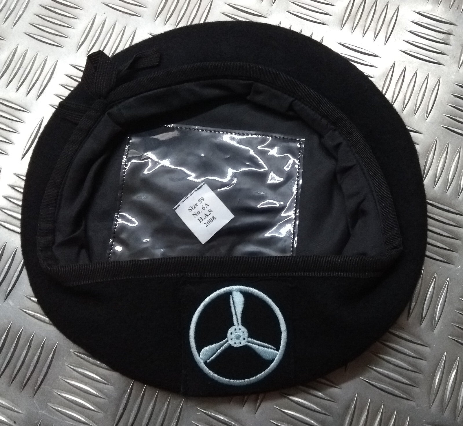 SAC Beret Cap Black With Senior Aircraftman RAF Royal Air Force Patch Size 59cm