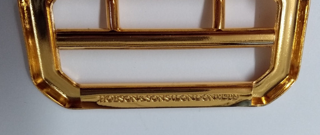 Cloth Belt Buckle 2" Double Prongs High Shine Gold Coloured Made in England NEW