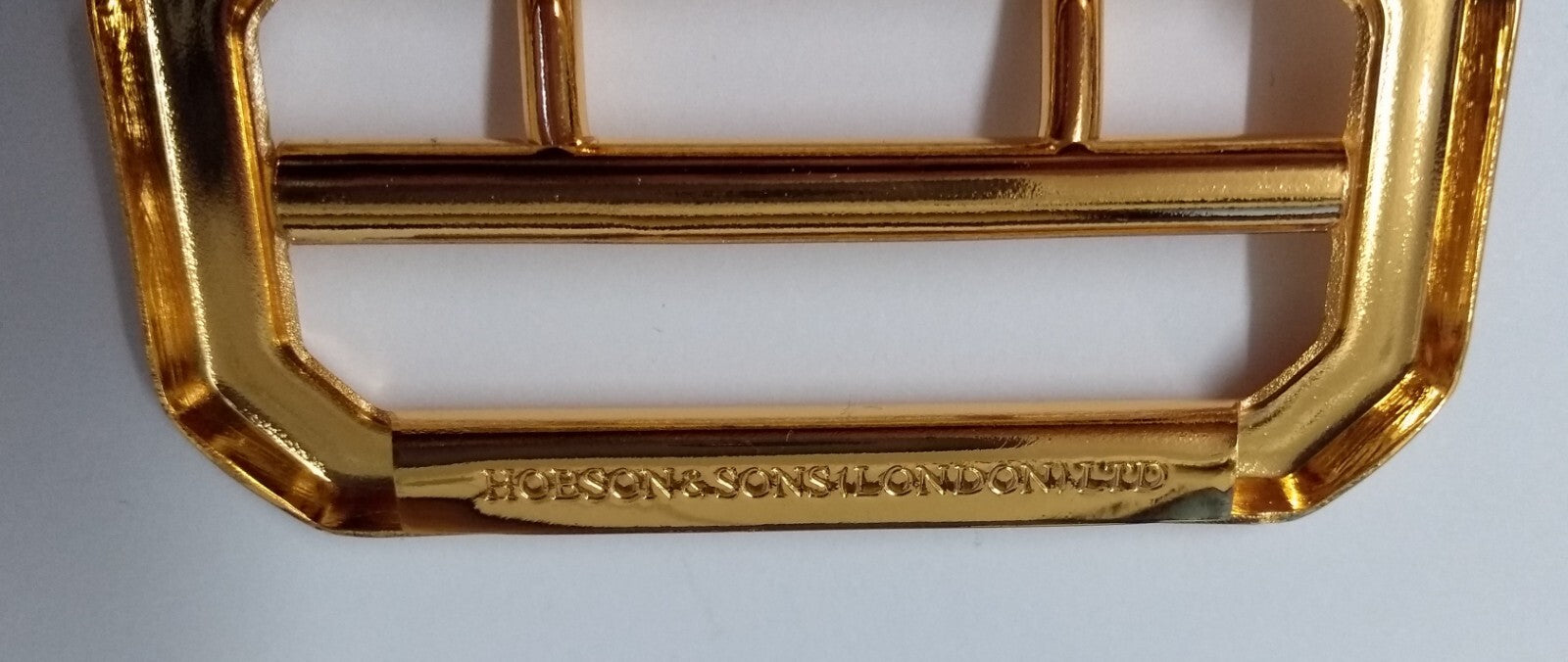 Cloth Belt Buckle 2" Double Prongs High Shine Gold Coloured Made in England NEW