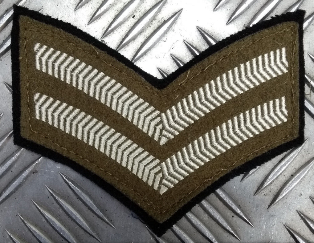 No2 Issue FAD Rank Stripe Chevron Patch Corporal Rank on Black Felt Used