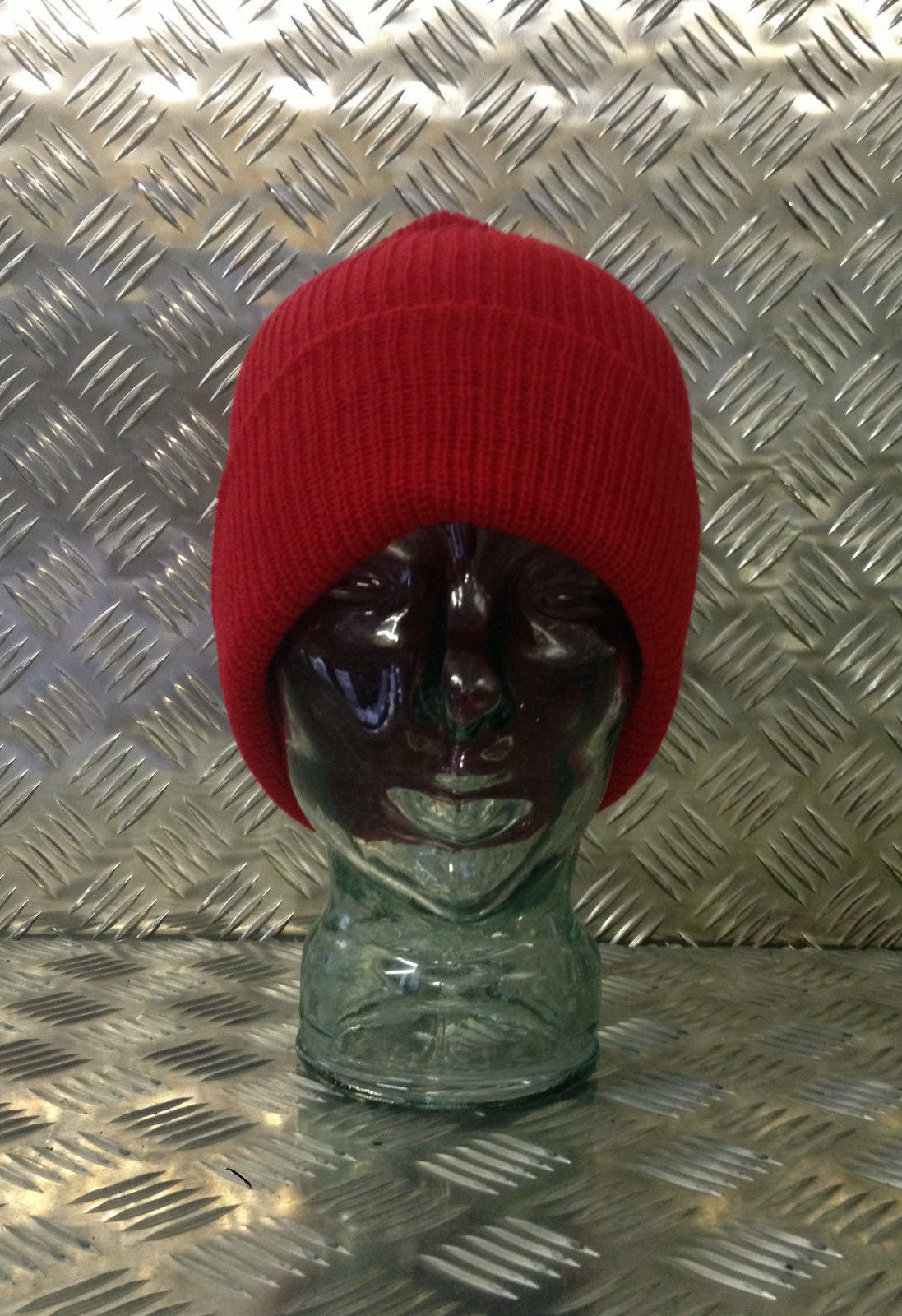 Red Knitted Beanie Hat / Watch Cap / Woolly Hat - One size - NEW