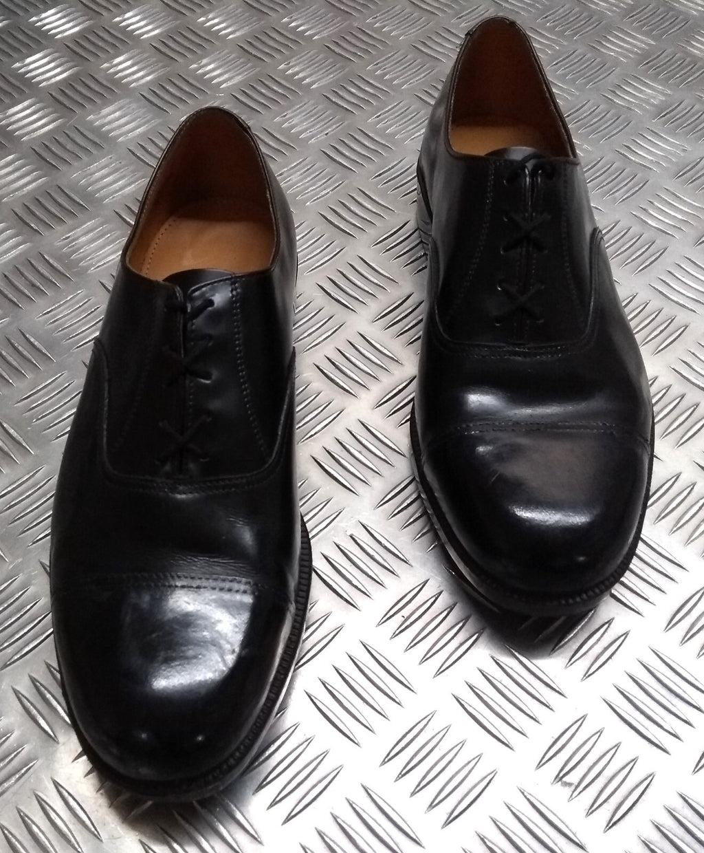 Service Shoes Black Leather British Army Pattern DMS Sole Toe Cap Section USED
