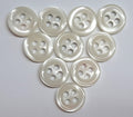 Buttons 10 Vintage 4 Hole for Dress Shirts Pearlesque Clear White 10mm NOS