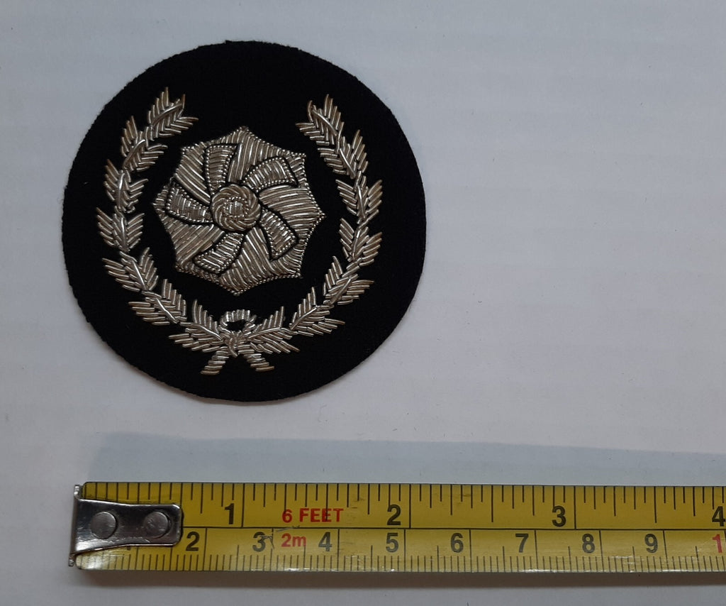 JFS Impeller and Laurel Wreath Sew on Insignia Badge Silver Wire on Black NOS