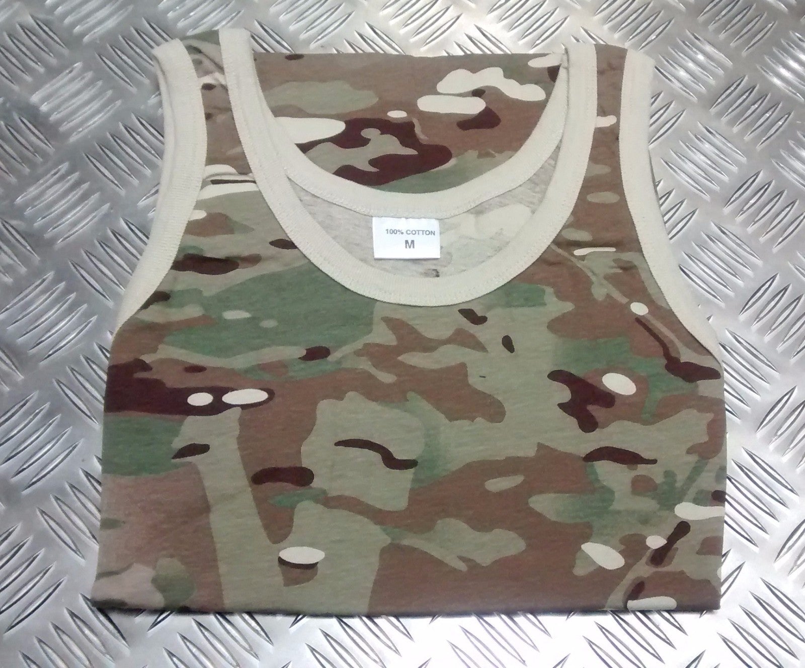 100% Cotton MTP Multi-Cam Camo Sleeveless Vest Singlet Tank Top All Sizes NEW