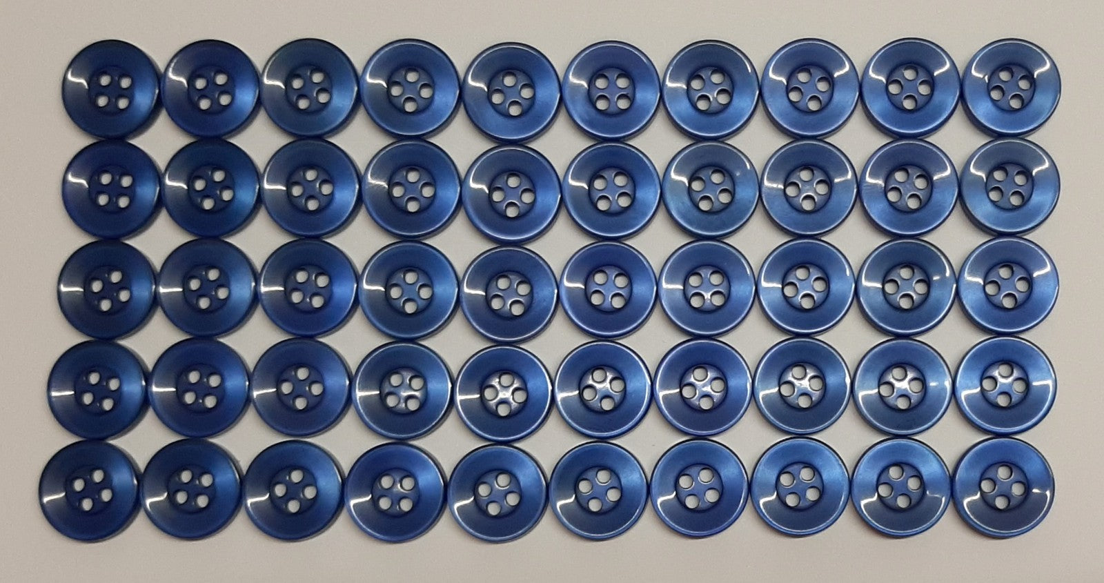 Buttons 50 Vintage 4 Hole for Dress Shirts Pearlesque Blue 12.7mm NOS