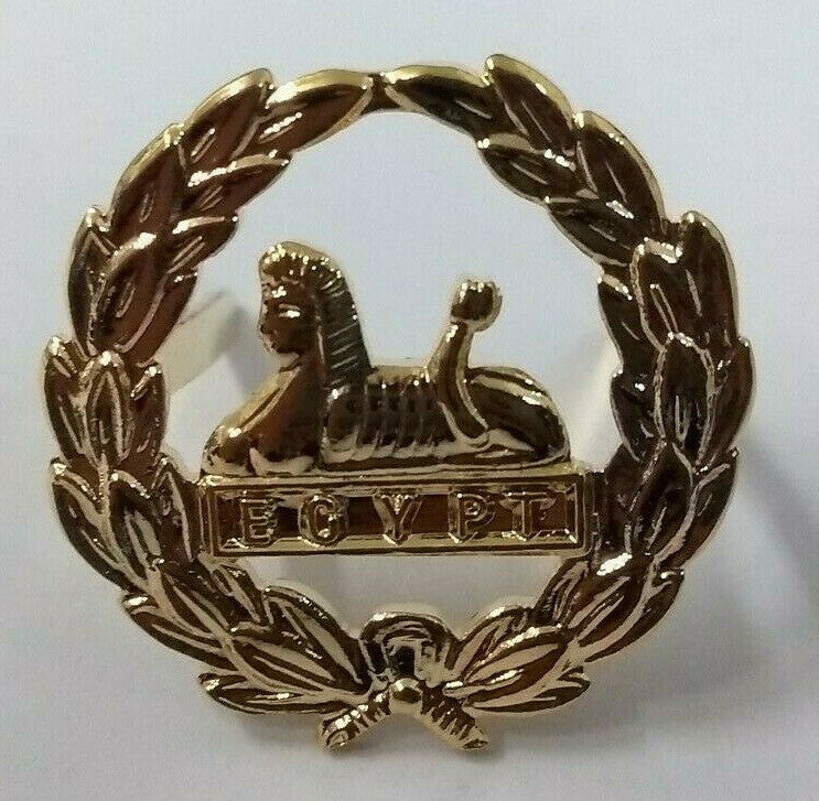 Lapel Egypt Badge Sphinx In Laurel Leaves With Prong Fixings Decorative Style