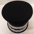 Plain Black Double Oak Leaf Peaked Cap with Lords Silver Buttons 57cm