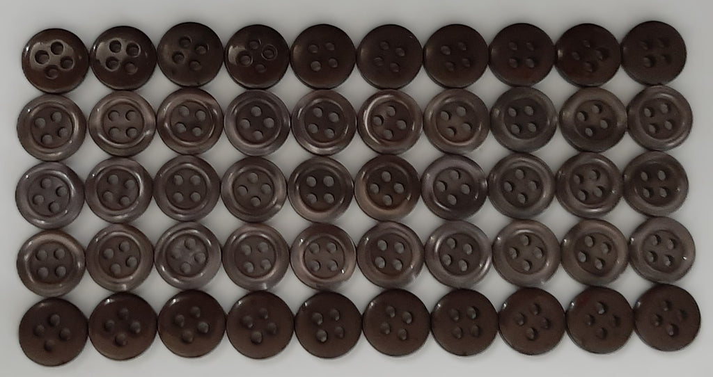 100 Vintage Buttons 4 Hole Shirt / Shank Anchors Pearlesque Brown 10.9mm NOS