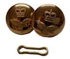 RAF Closure Buttons British Royal Air Force Mounted Queens Crown With Clasp