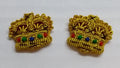 Army Crowns Gold With Crimson Padding Hand Embroidered H/E Insignia 5/8" 1 Pair