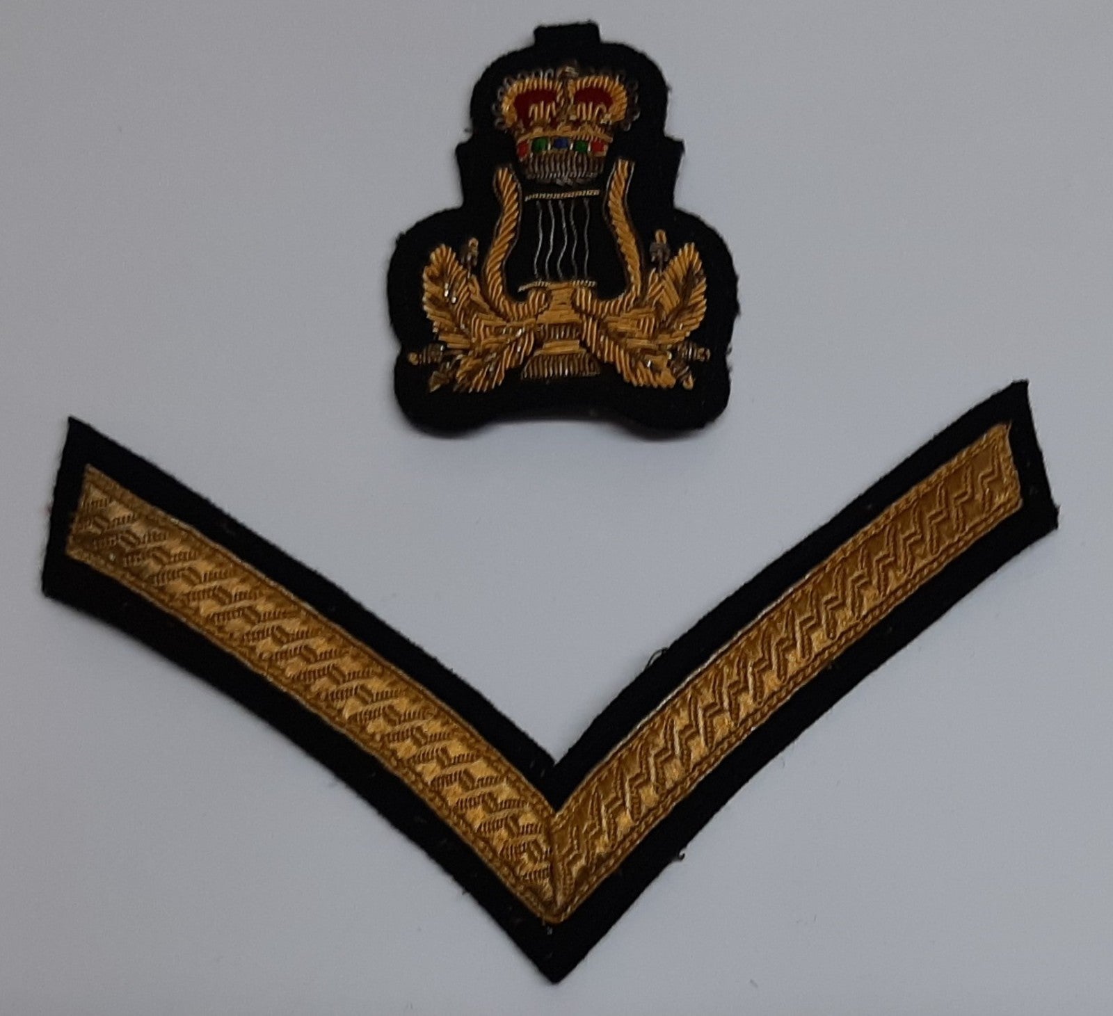 Army Badges No1 Dress 1 Bar Chevron L CPL and Bandsman Lyre Arm Patch No 1 Blues