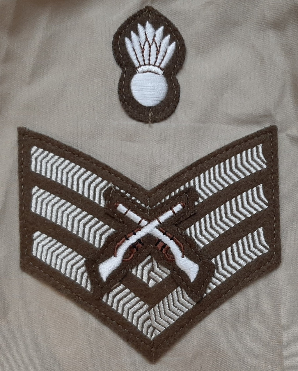 RE FAD SHIRT No2 With 3 Bar Chevron Patch and Various Skill Badges Collar 42cm