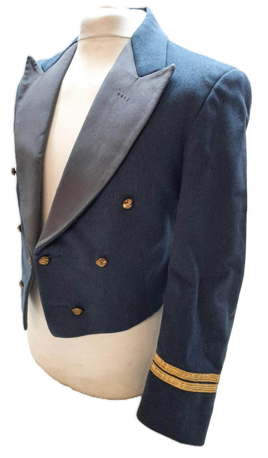 RAF Royal Air Force Vintage Mess Jacket With Braided Cuffs Airforce Blue Grey Colour Moss Bros