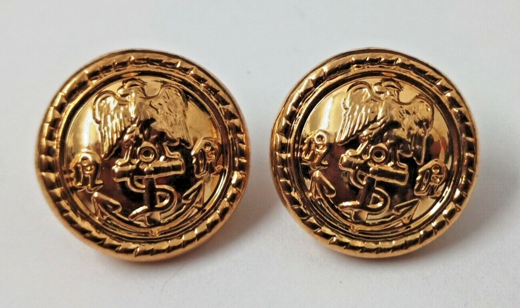 Genuine Issue Navy Eagle and Anchor Insignia Ring Back Buttons X2 NEW