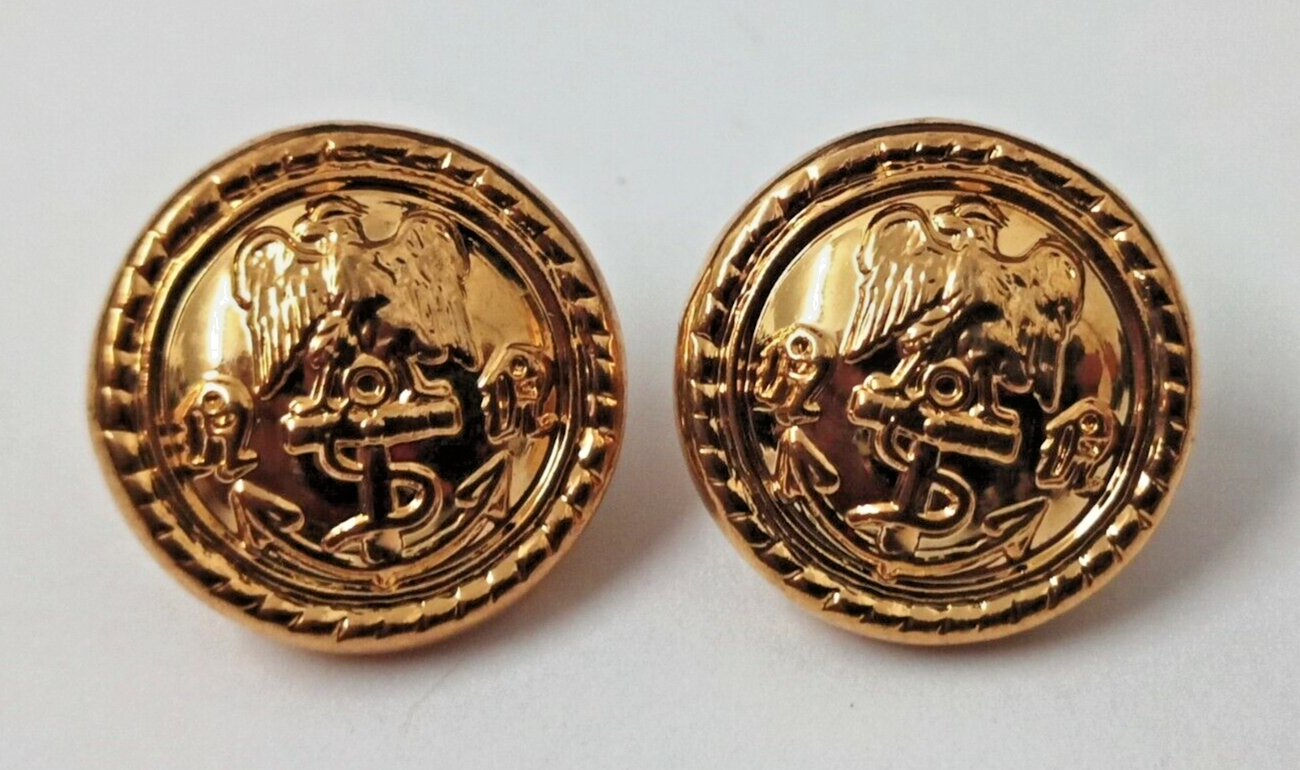Genuine Issue Navy Eagle and Anchor Insignia Ring Back Buttons X2 NEW