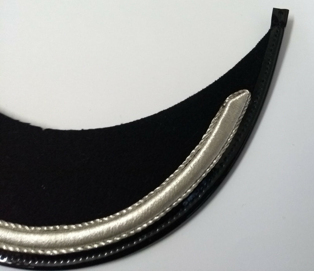 Genuine British Made Senior Officer 1/4" Silver Braid Dress Cap Peak X1
