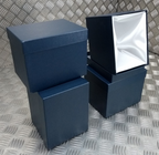 Decorative Blue Gift / Storage Boxes with White Canvas Lining & Removable Lid x4