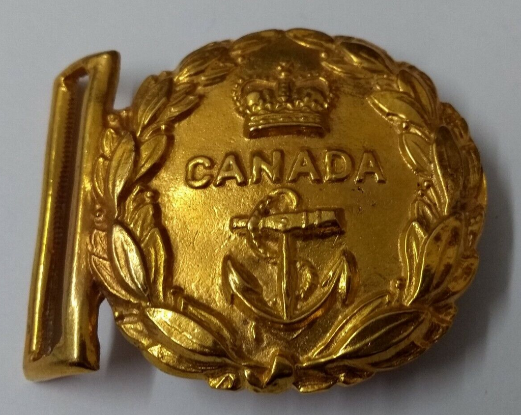 Genuine Vintage Canadian Naval Queens Crown Ceremonial Canada Belt Buckle EBYT92