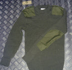 Green Crew Neck Pullover Commando Jumper with Sewn Badges British Army Issued