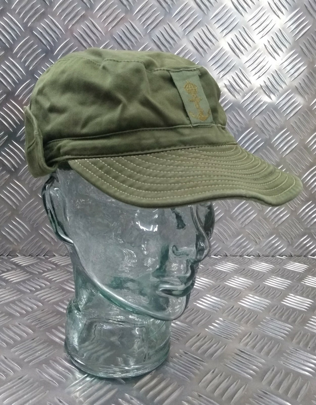 Genuine Swedish Vintage Green Cotton Drill Fatigue Combat Cap 60s Patt