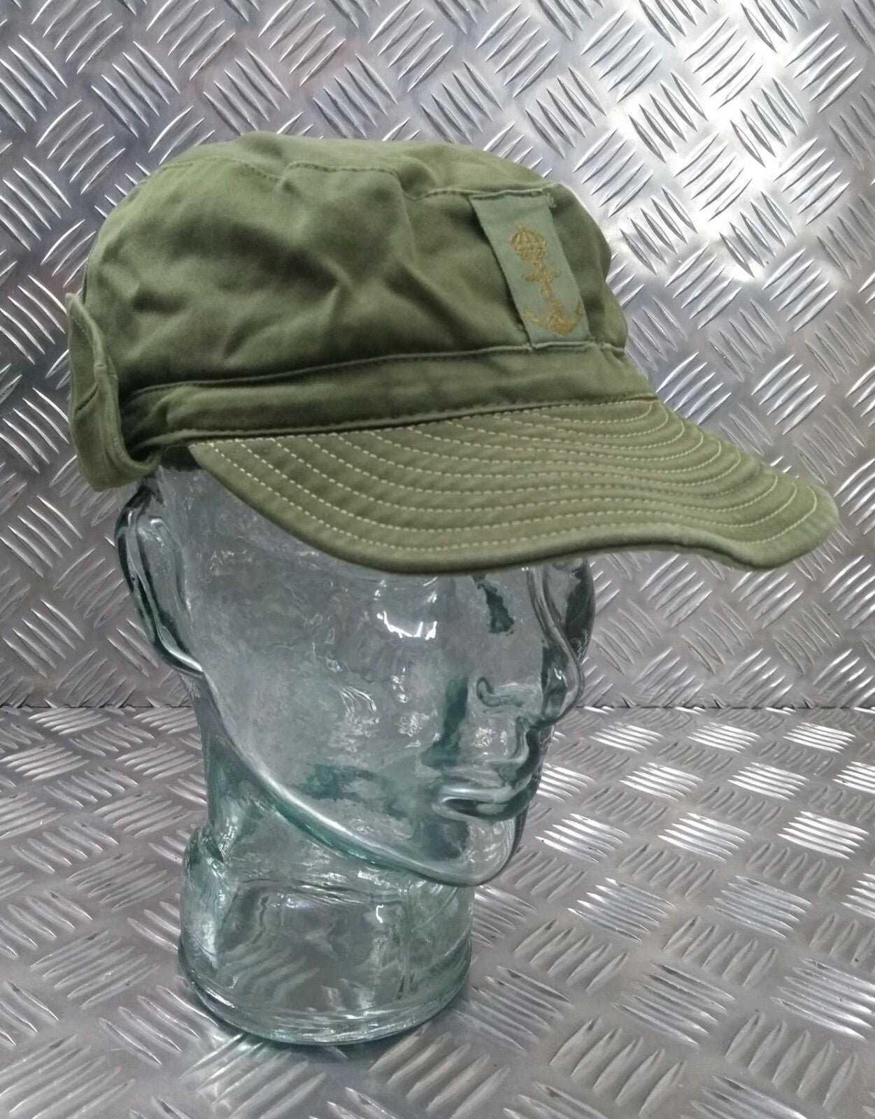 Genuine Swedish Vintage Green Cotton Drill Fatigue Combat Cap 60s Patt